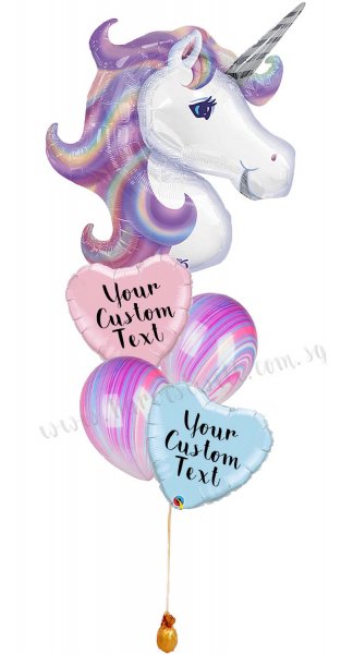 Personalised Pastel Unicorn Balloon Bouquet